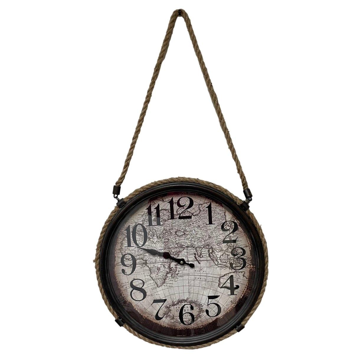 World Map Wall Clock - Rustic Furniture Outlet