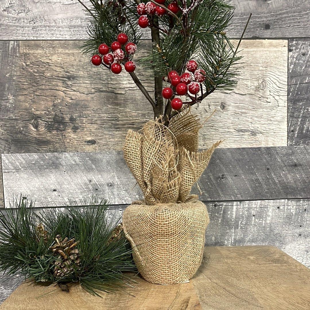 Xmas Pine tree with Berries - Rustic Furniture Outlet