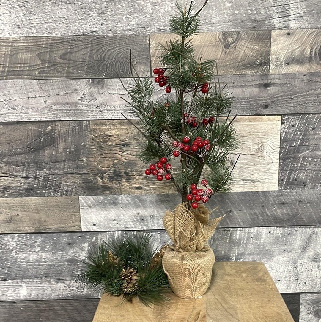 Xmas Pine tree with Berries - Rustic Furniture Outlet
