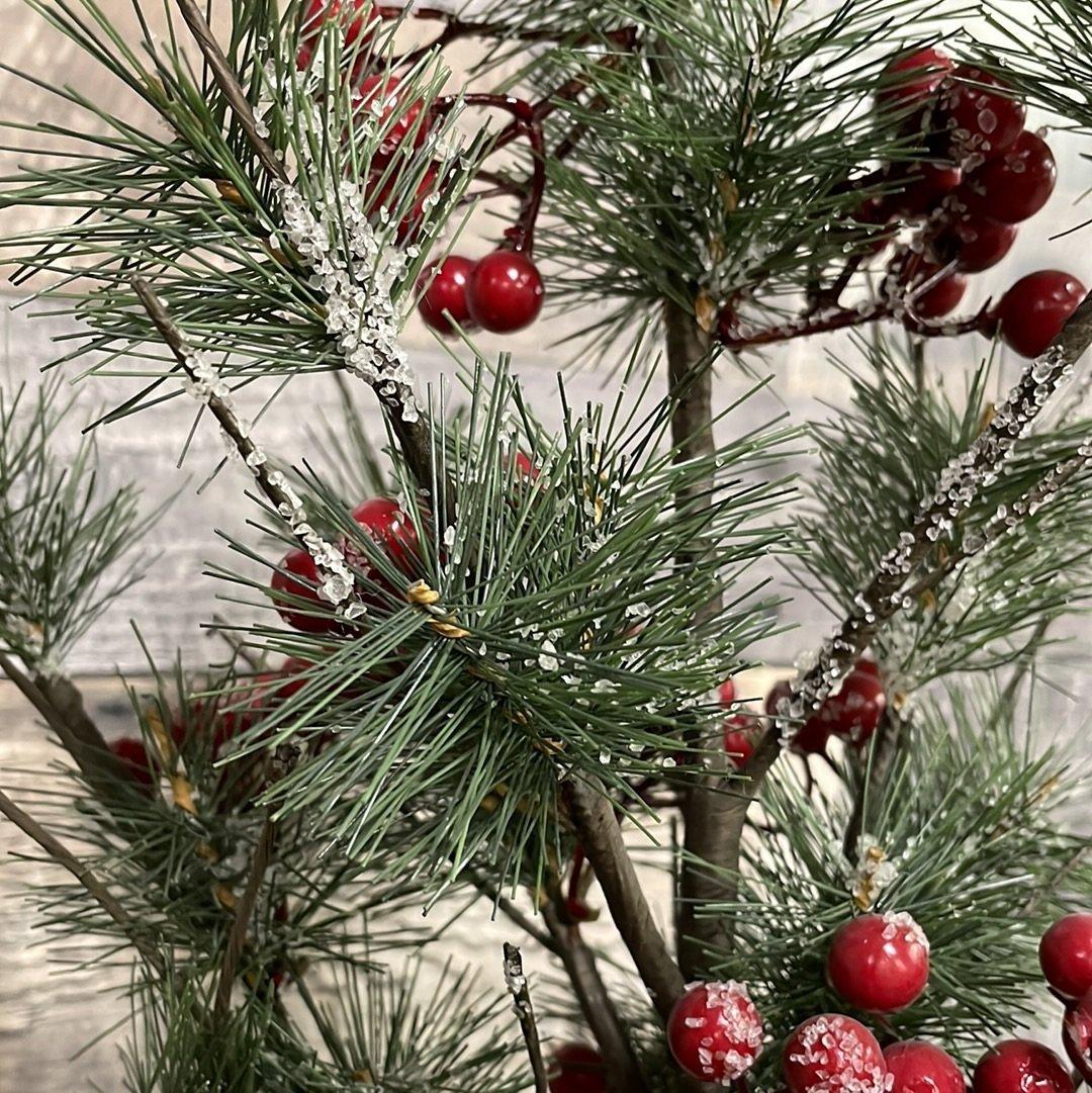 Xmas Pine tree with Berries - Rustic Furniture Outlet