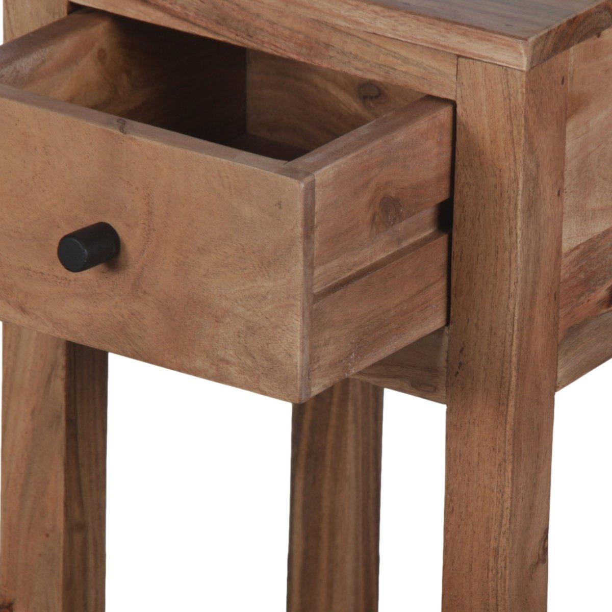 Zen Acacia Wood Tall Telephone end table - Rustic Furniture Outlet