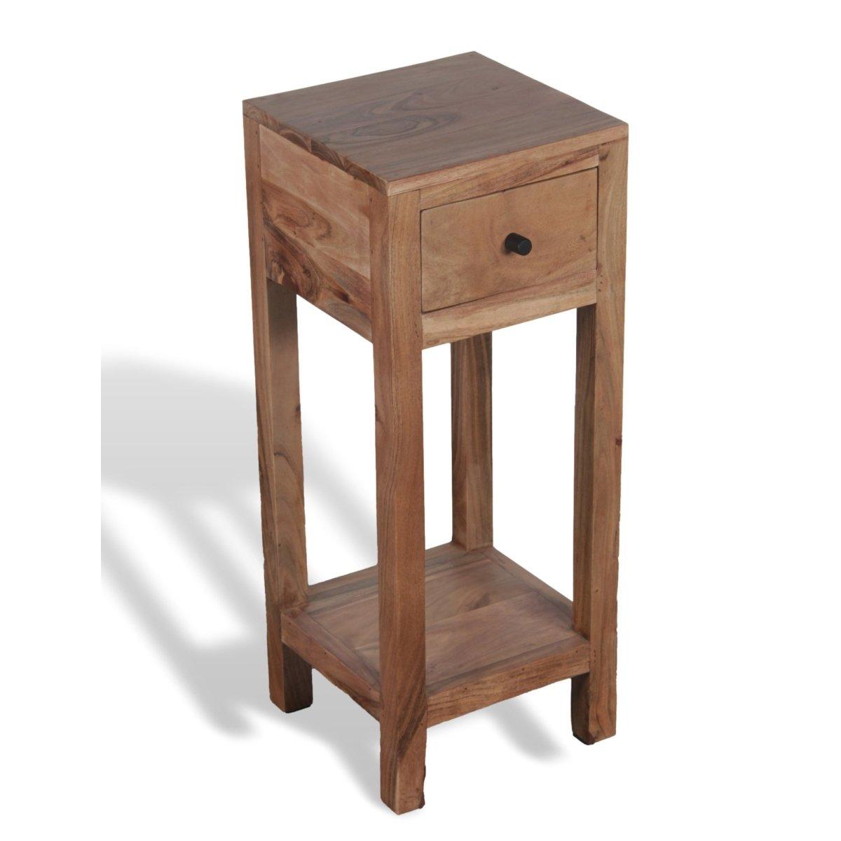 Table de bout de téléphone haute en bois d'acacia Zen - Rustic Furniture Outlet